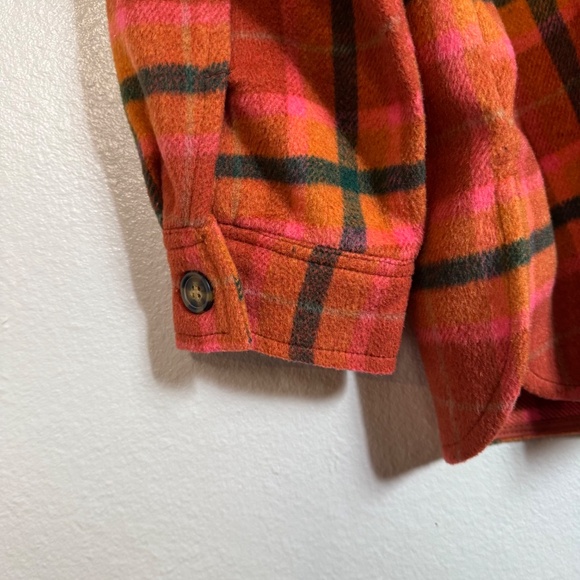 Wild Fable Plaid Jacket Orange Green and Pink Oversized flannel Soft - Picture 4 of 5